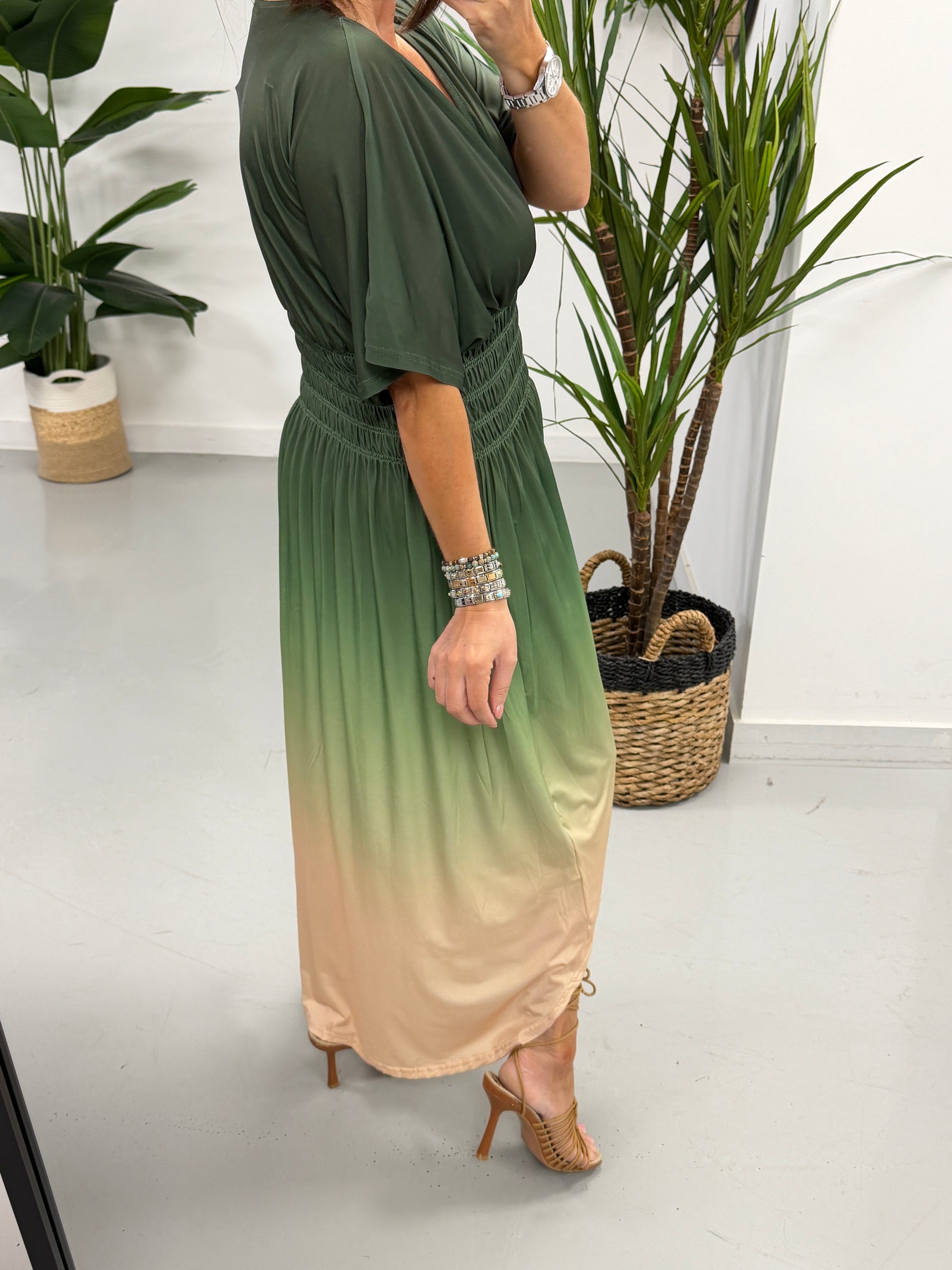 The Summer Sands Ombré High Low - Khaki