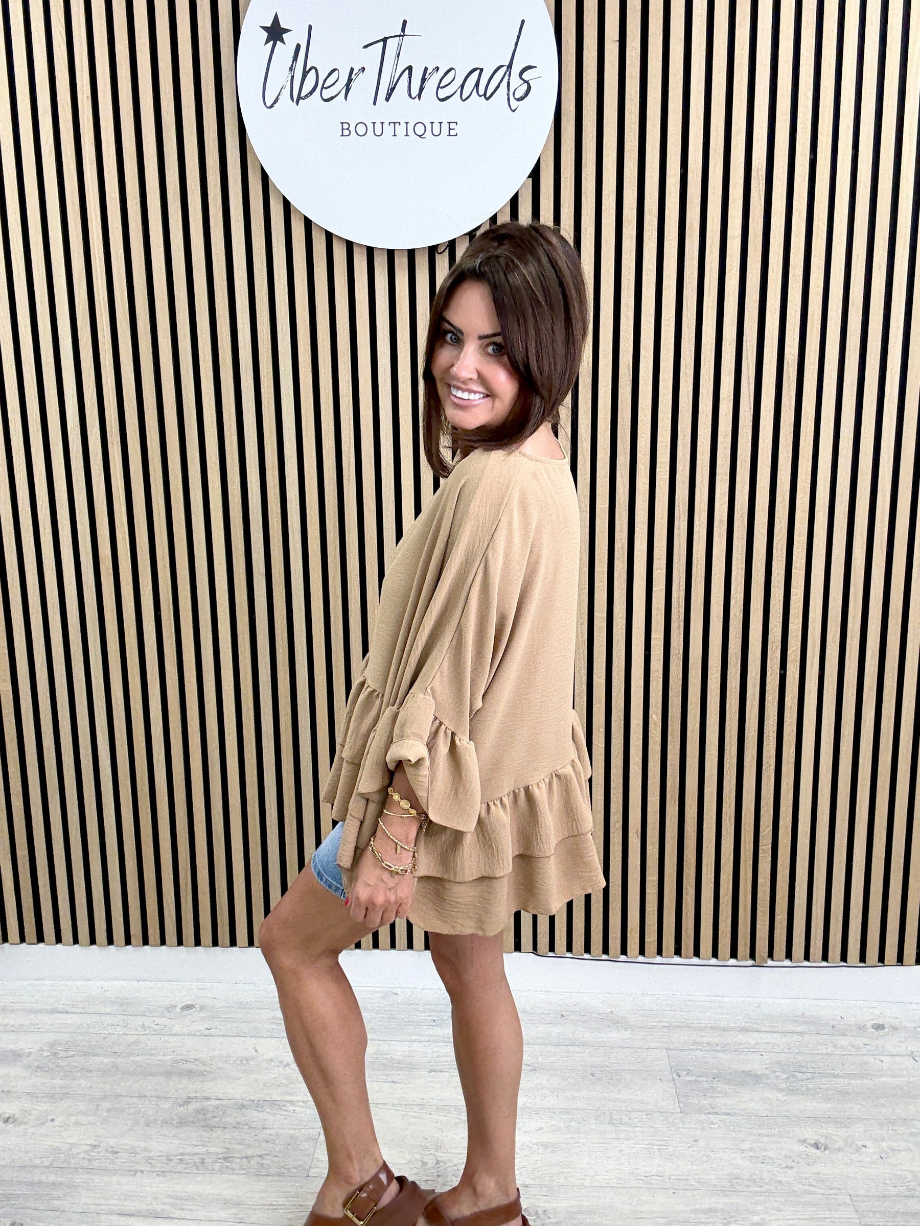 The Dune Frill Tunic - Light Camel