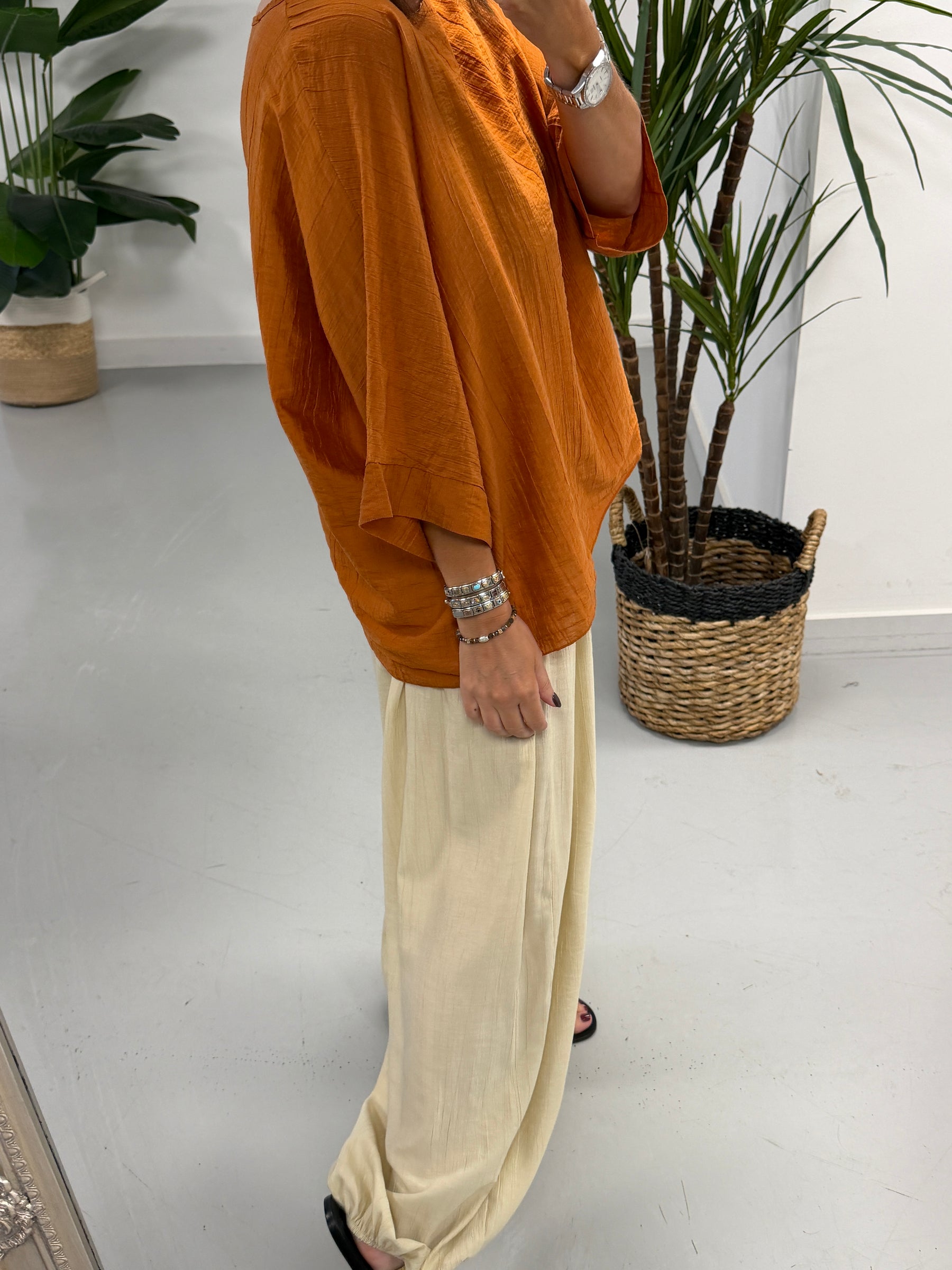 The Crinkle Boxy Tunic - Rust