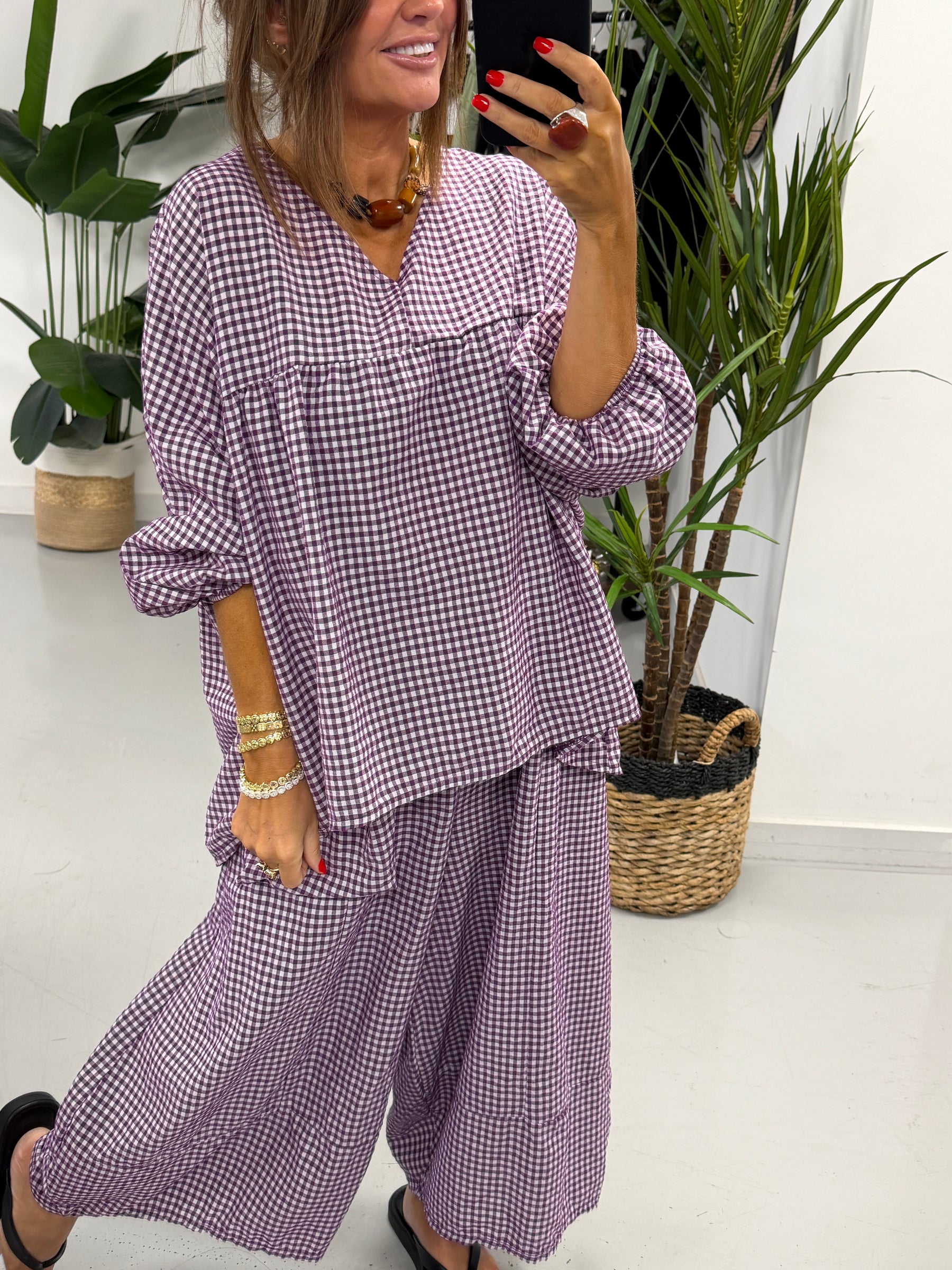 The Vichy Gingham Tunic - Purple