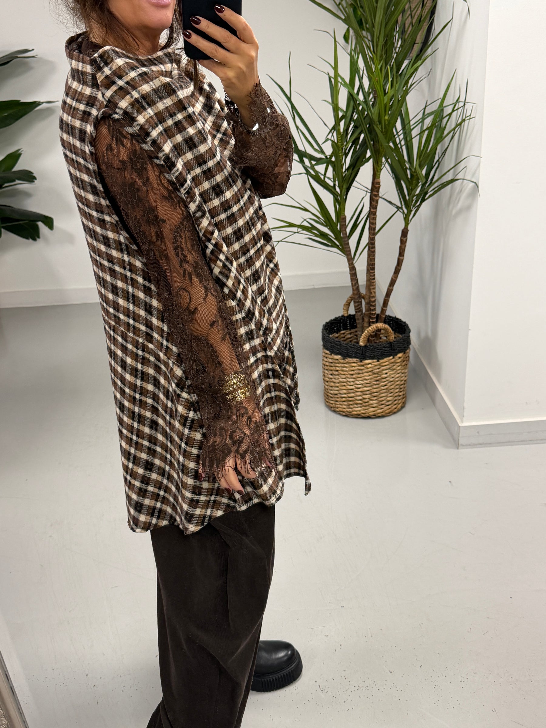 The Bailey Brushed Cotton Plaid Tank - Chocolate (Size 10-16)