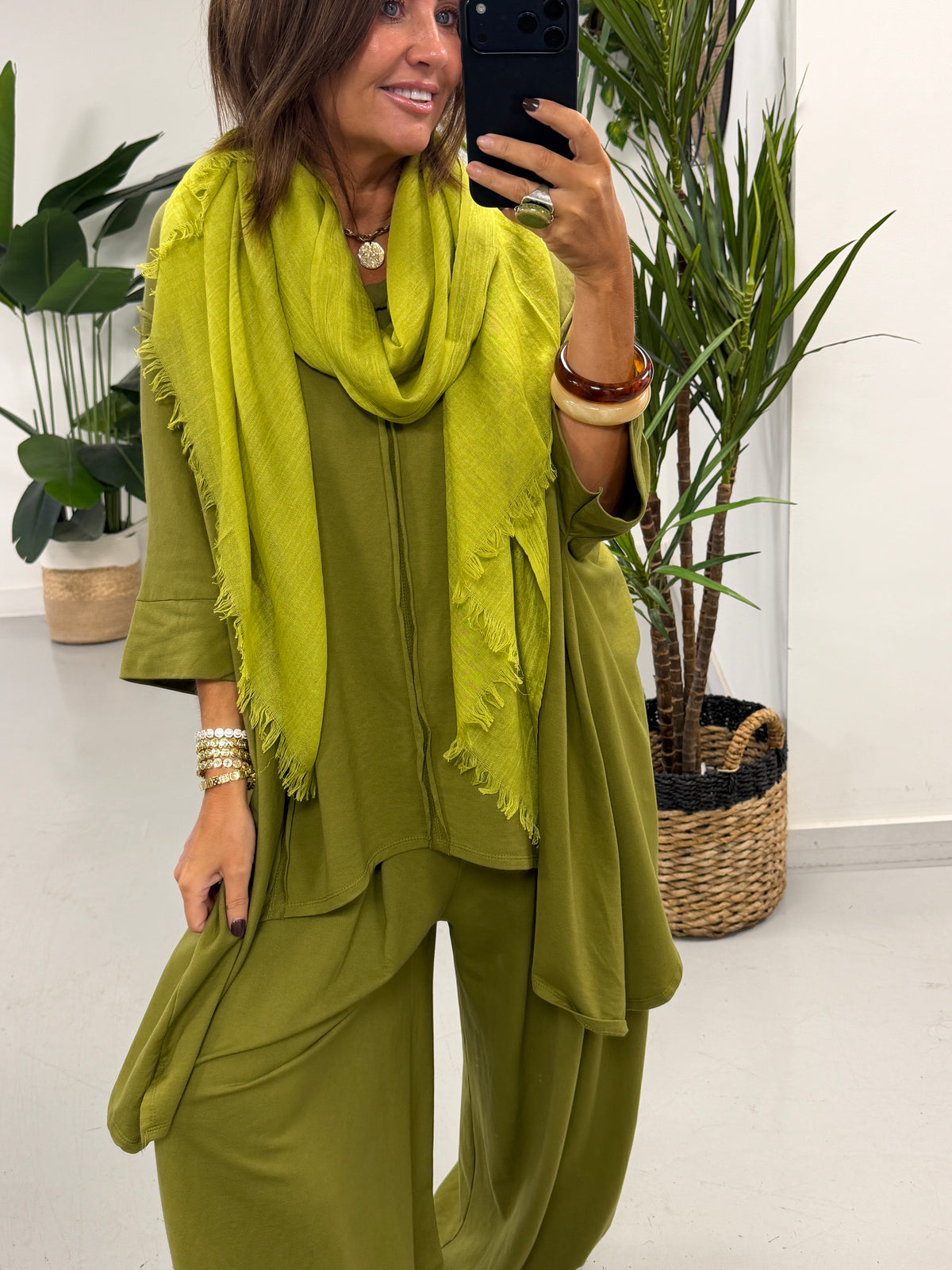The Freestyle Slouch Handkerchief Hem Sweat - Olive Green