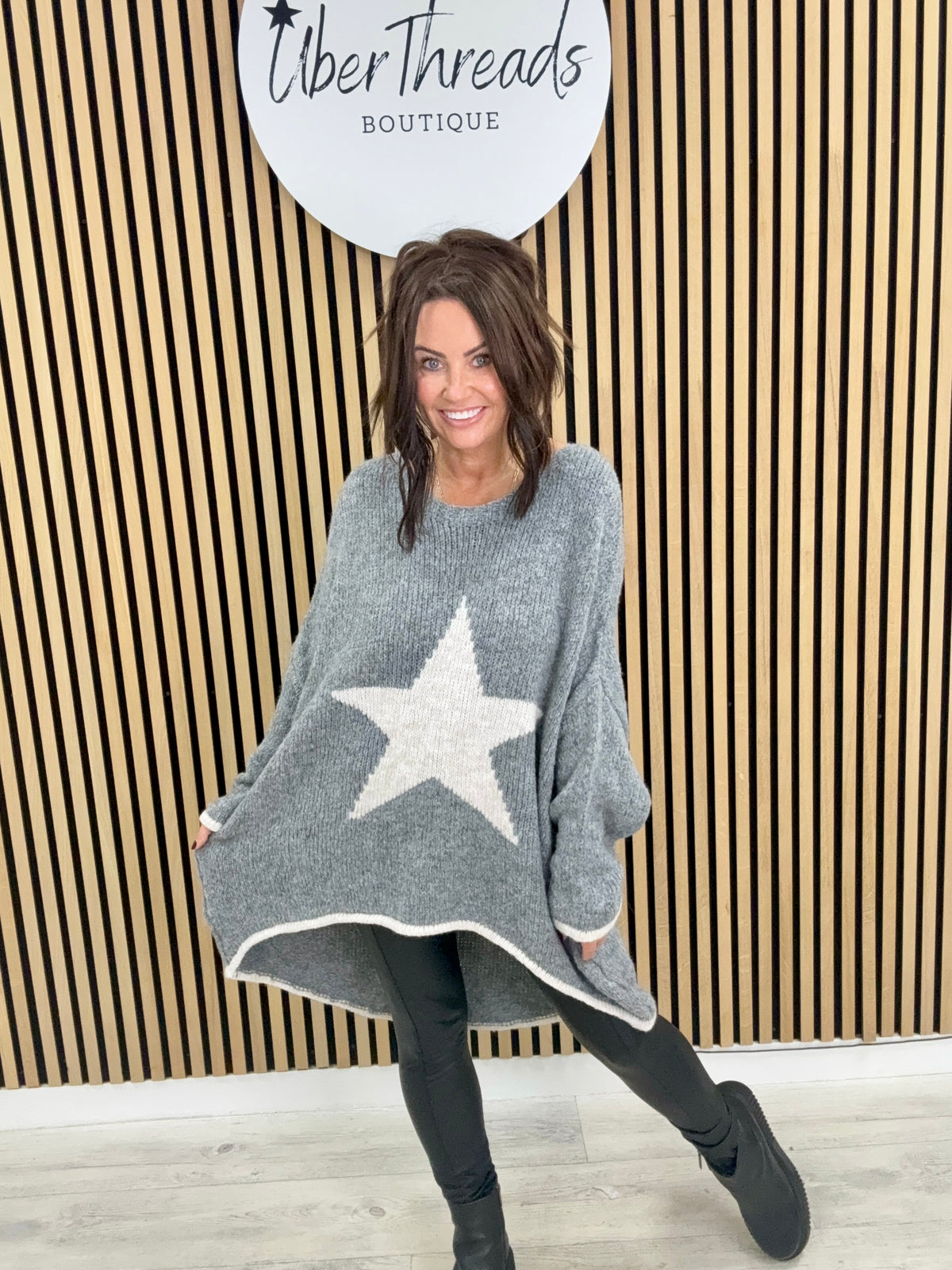 The Super Star Hi Lo Knit - Grey