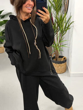 Scuba Hooded Sweater- Black (Size 12-16/18)