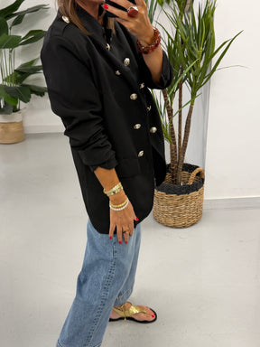 PRE ORDER Military Ruched Sleeve Blazer - Black