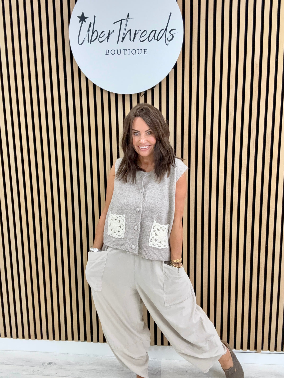 Knitted Pocket Waistcoat - Oatmeal