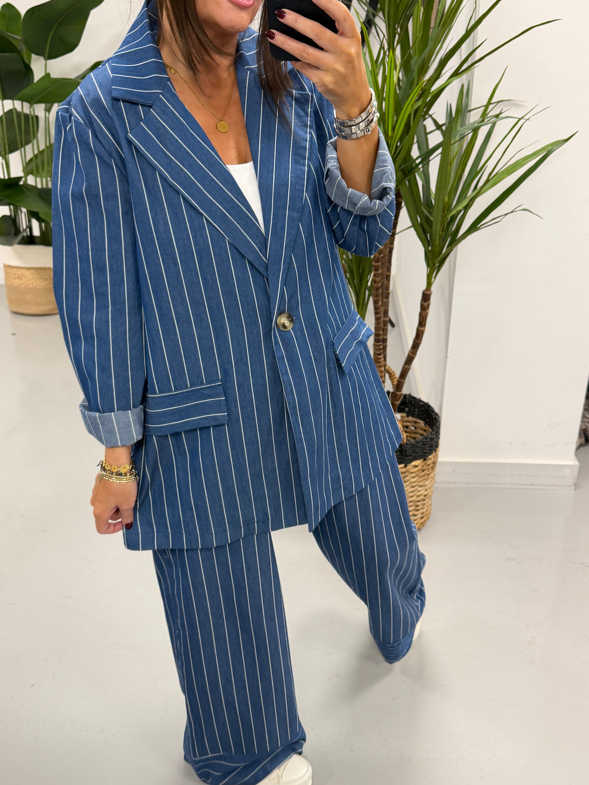 Deniably Denim Stripe Blazer  - Dark Stripe