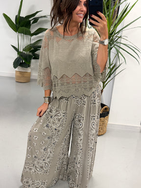 Seville Lace Top - Taupe