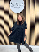 The Marina Button Poncho - Black