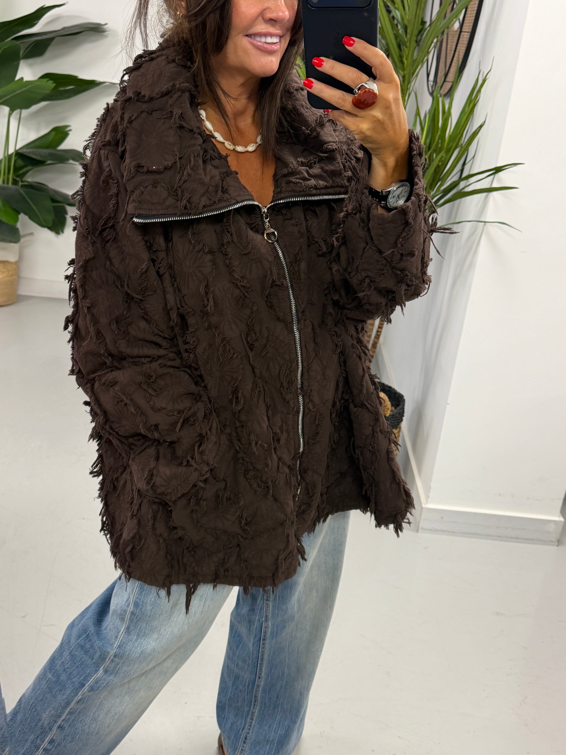 Shelby Shaggy Jacket - Chocolate