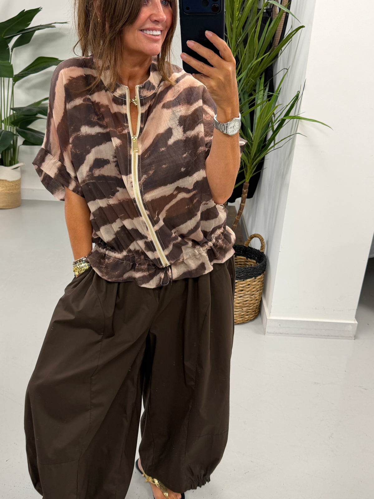 Lightweight Cropped Sleeve Jacket - Animal