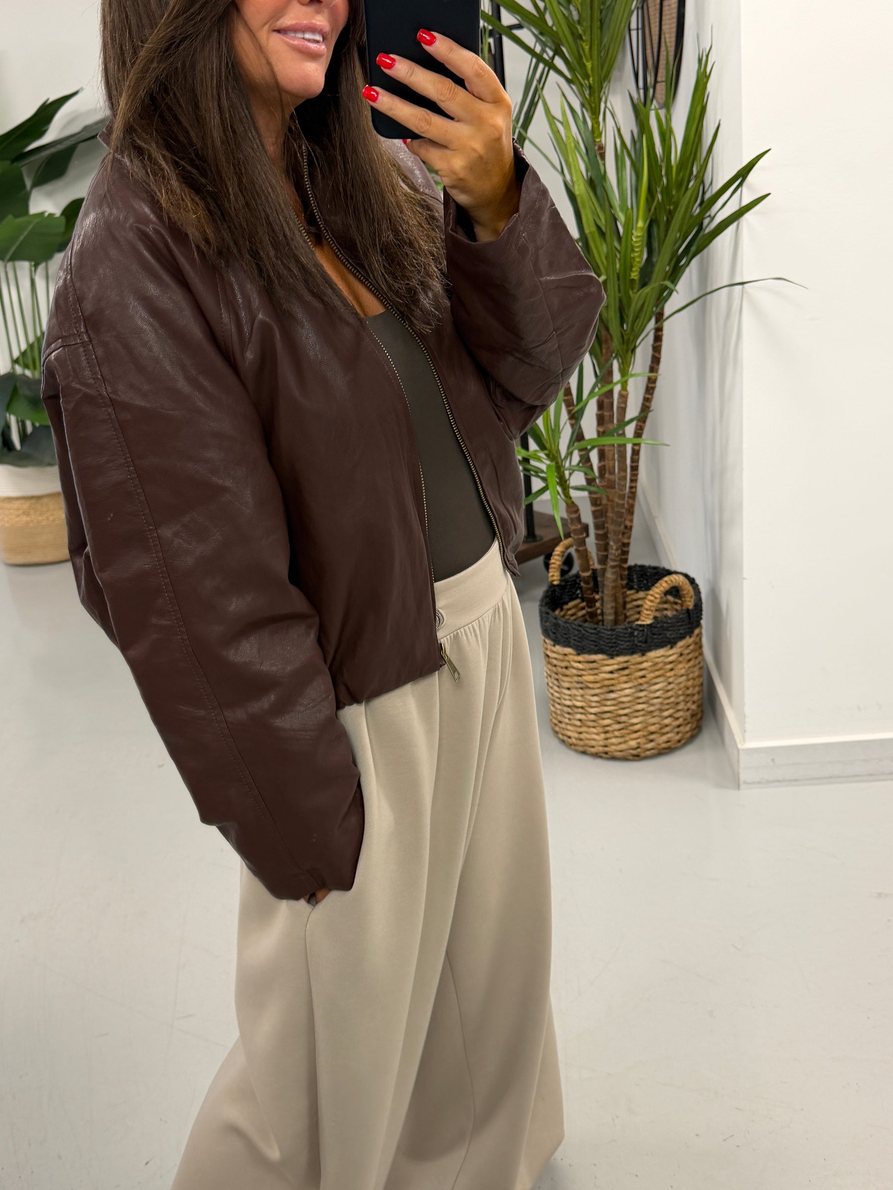 The Butter Soft Faux Leather  Bomber -Wine