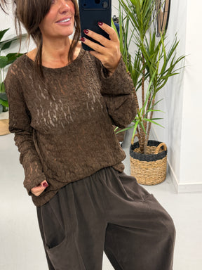 The Lace Mesh - Chocolate  (Size 12-18)