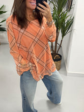 Layered Tartan Mesh Top - Tangerine
