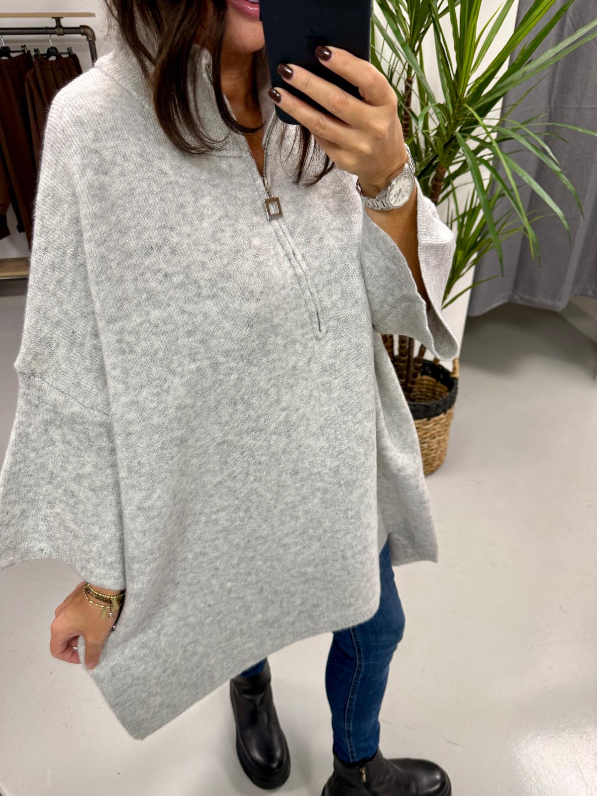 The Enzo Zip Soft Knit - Light Grey