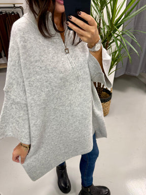 The Enzo Zip Soft Knit - Light Grey
