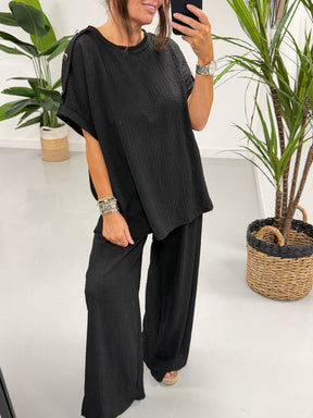 The Hallie Button Two Piece - Black