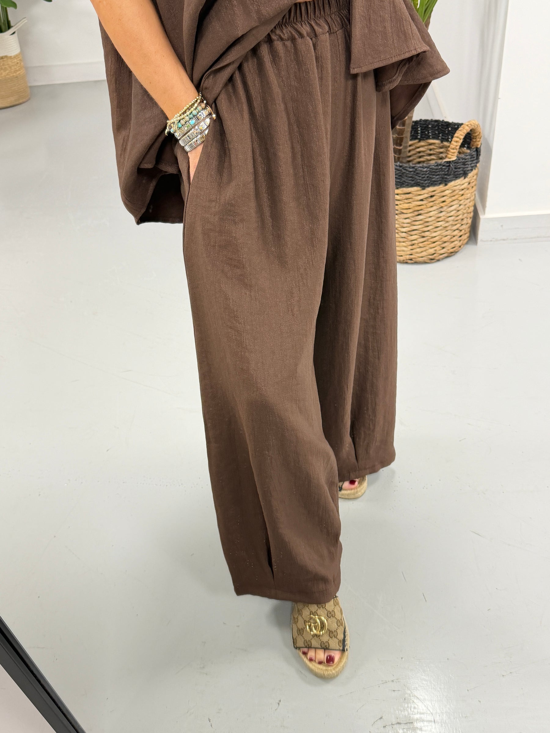 I.D Arizona Wide Leg Trouser - Chocolate