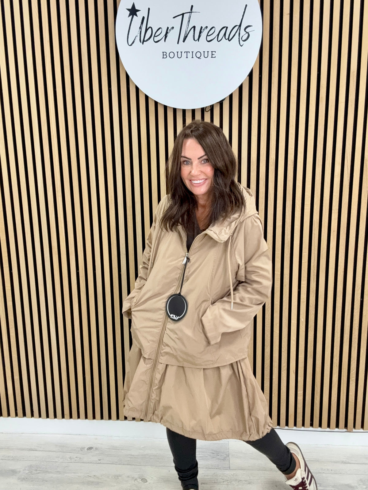 Fly Double Layer Hi Lo Jacket - Camel