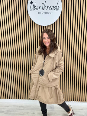 Fly Double Layer Hi Lo Jacket - Camel