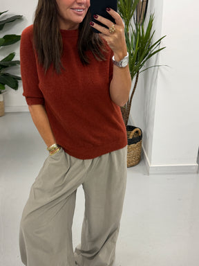 The Drift Crop Sleeve Knit - Wine (Size 10-14)