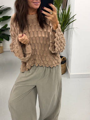 Soft Touch Tear Drop Knit - Camel (Size 8-16)
