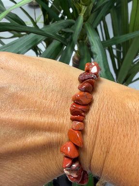 Stone Elasticated Bracelet- Rust