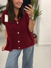 Button Up Slouchy Crop Sleeve Knit - Wine (Size 10-14)