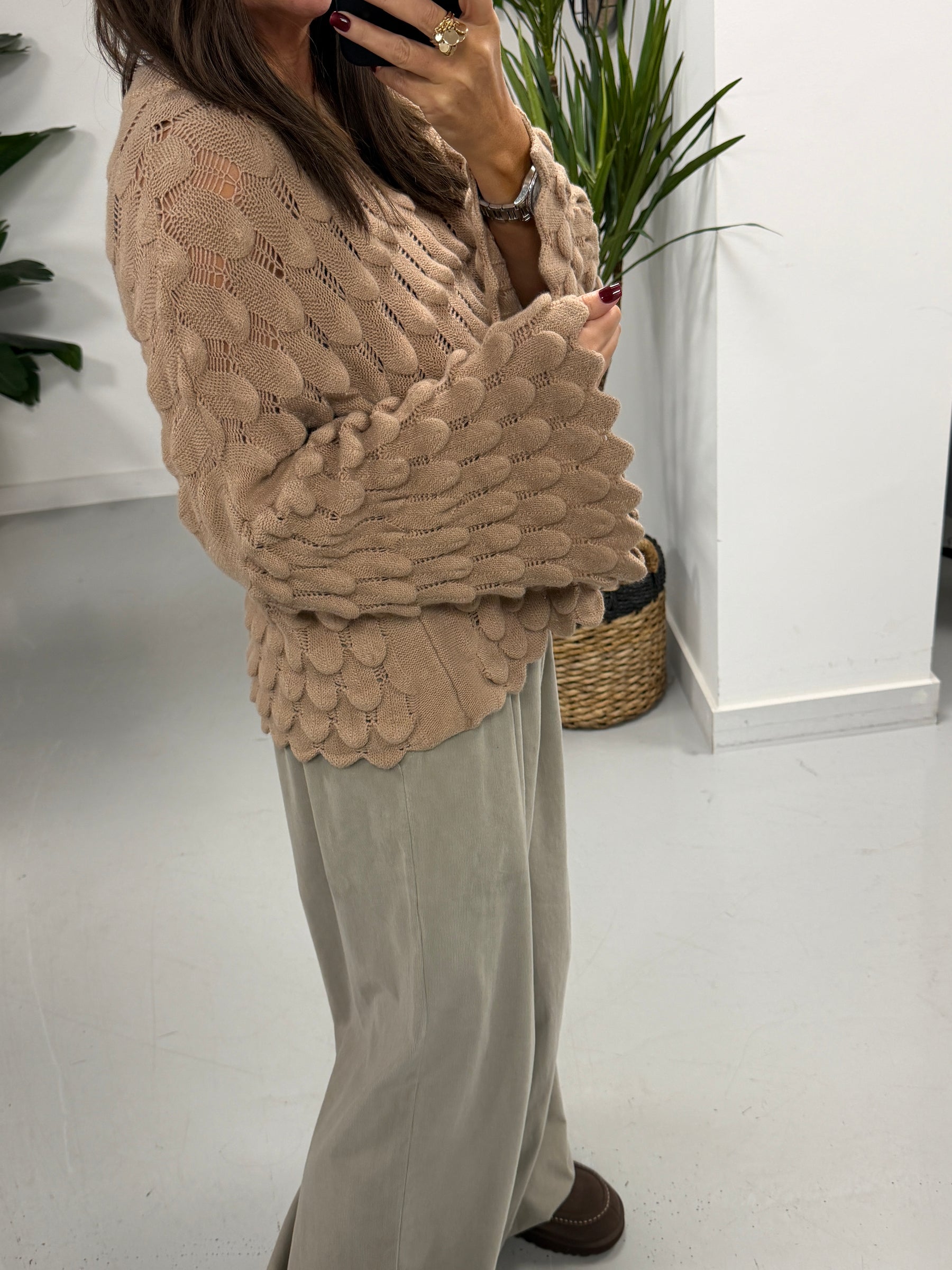 Soft Touch Tear Drop Knit - Camel (Size 8-16)