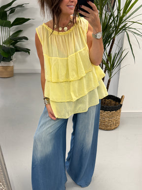 The Rio Ruffle Top - Lemon