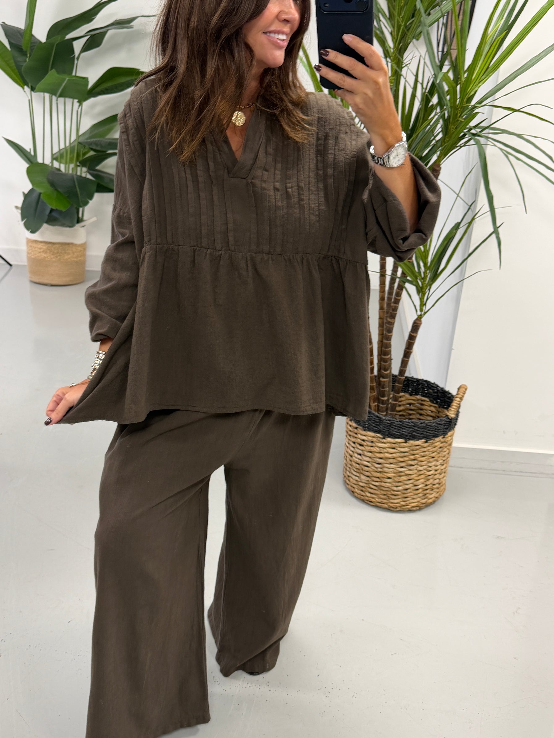The Alessia Rustic Tunic - Chocolate