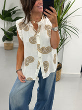 The Paisley Cotton Sleeveless Blouse - Camel