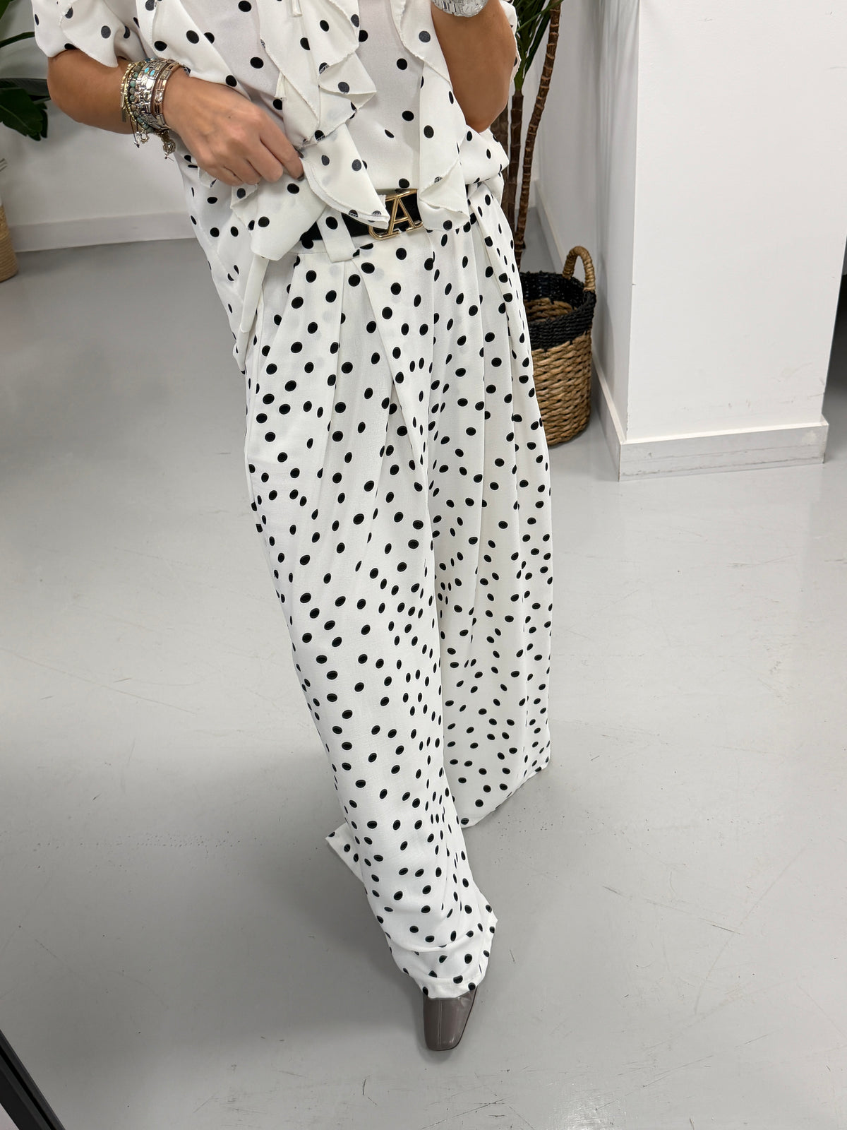The Dottie Belted Trouser - White