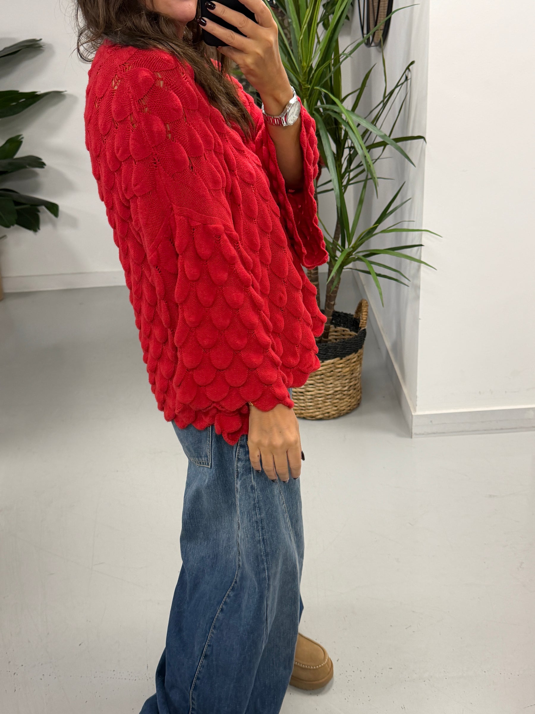 Soft Touch Tear Drop Knit - Red (Size 8 - 16)