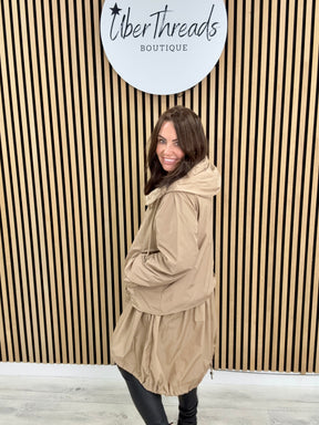 Fly Double Layer Hi Lo Jacket - Camel