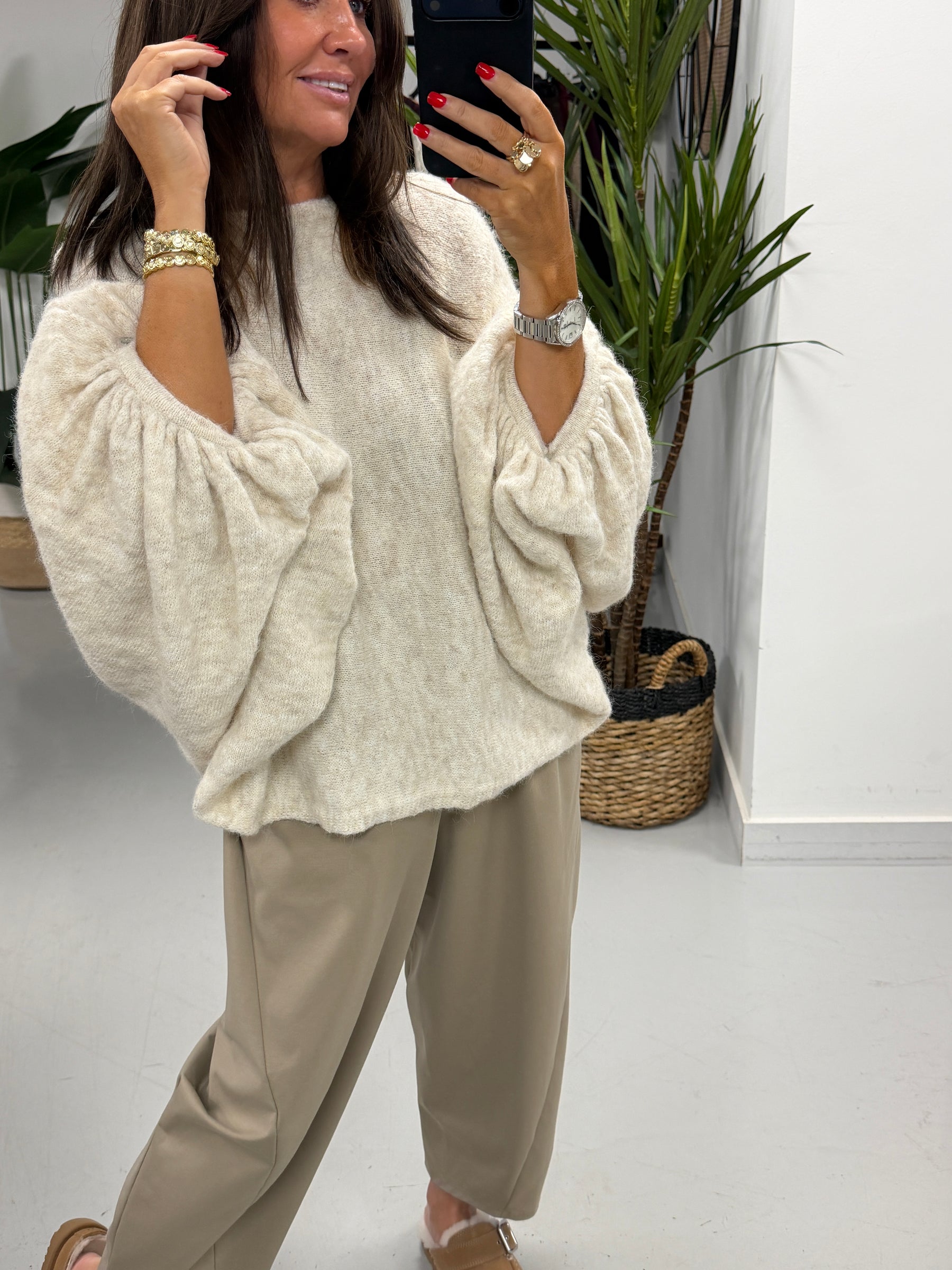 Zeta Otto Chunky Sleeve Knit - Cream