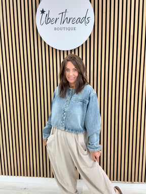 Tie Back Denim Shacket