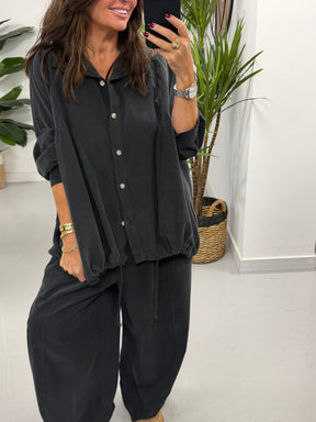 The Needlecord Shirt - Charcoal (size 12-18)