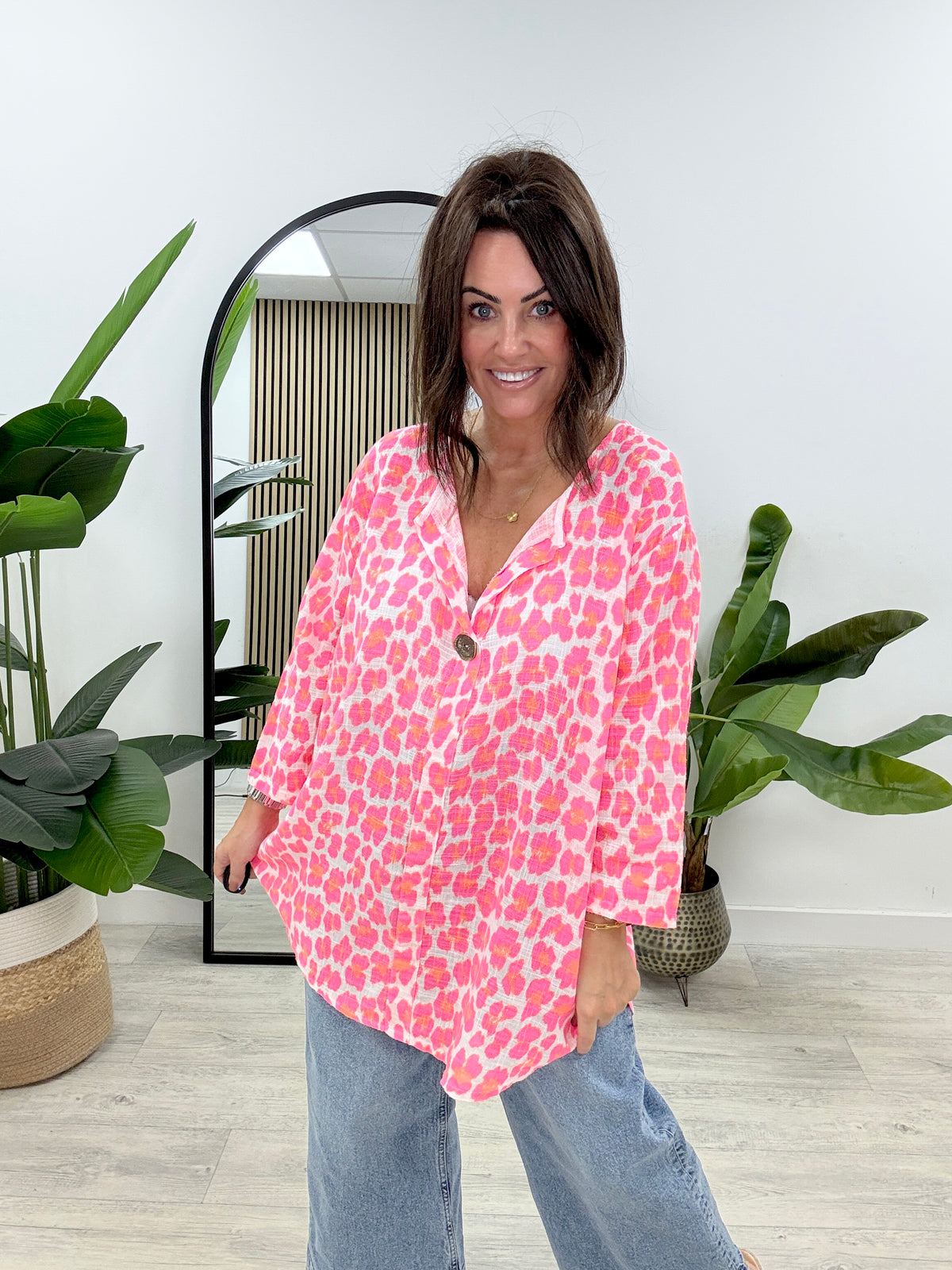The Cotton Animal One Button - Pink/Orange