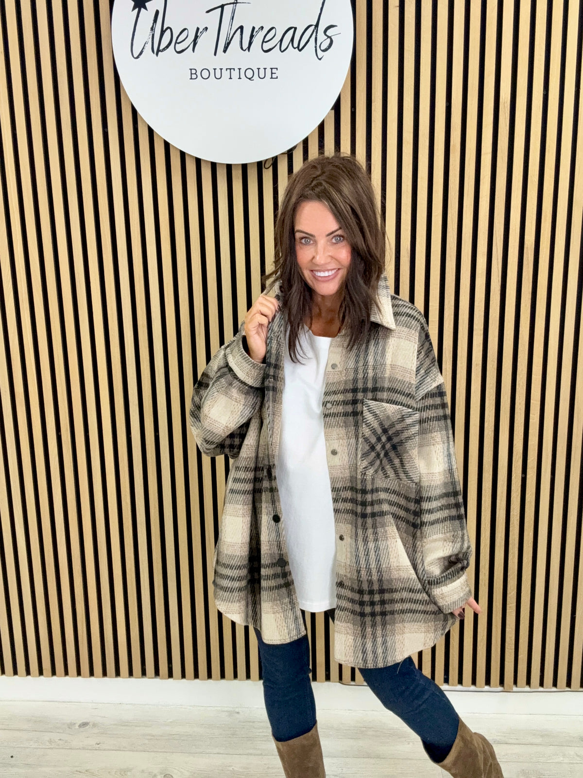 The Autumn Shacket - Mocha/Cream