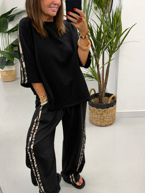 The Delux Jersey Camo Print Trim Tracksuit - Black