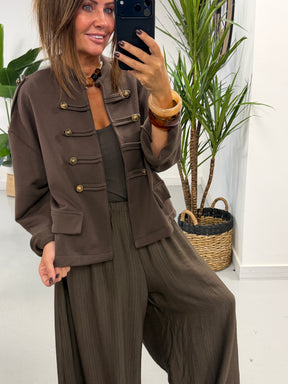 Zeta Otto Military Jacket - Chocolate