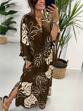 Leaf Cross Over Dress - Chocoate