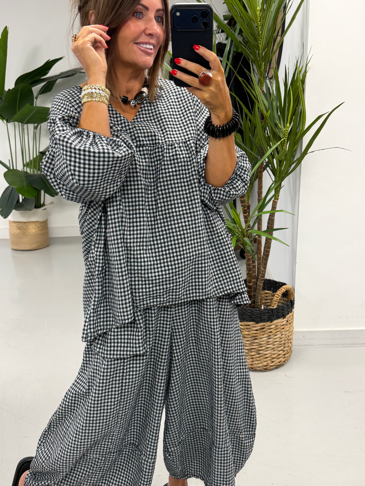 The Vichy Gingham Tunic - Black