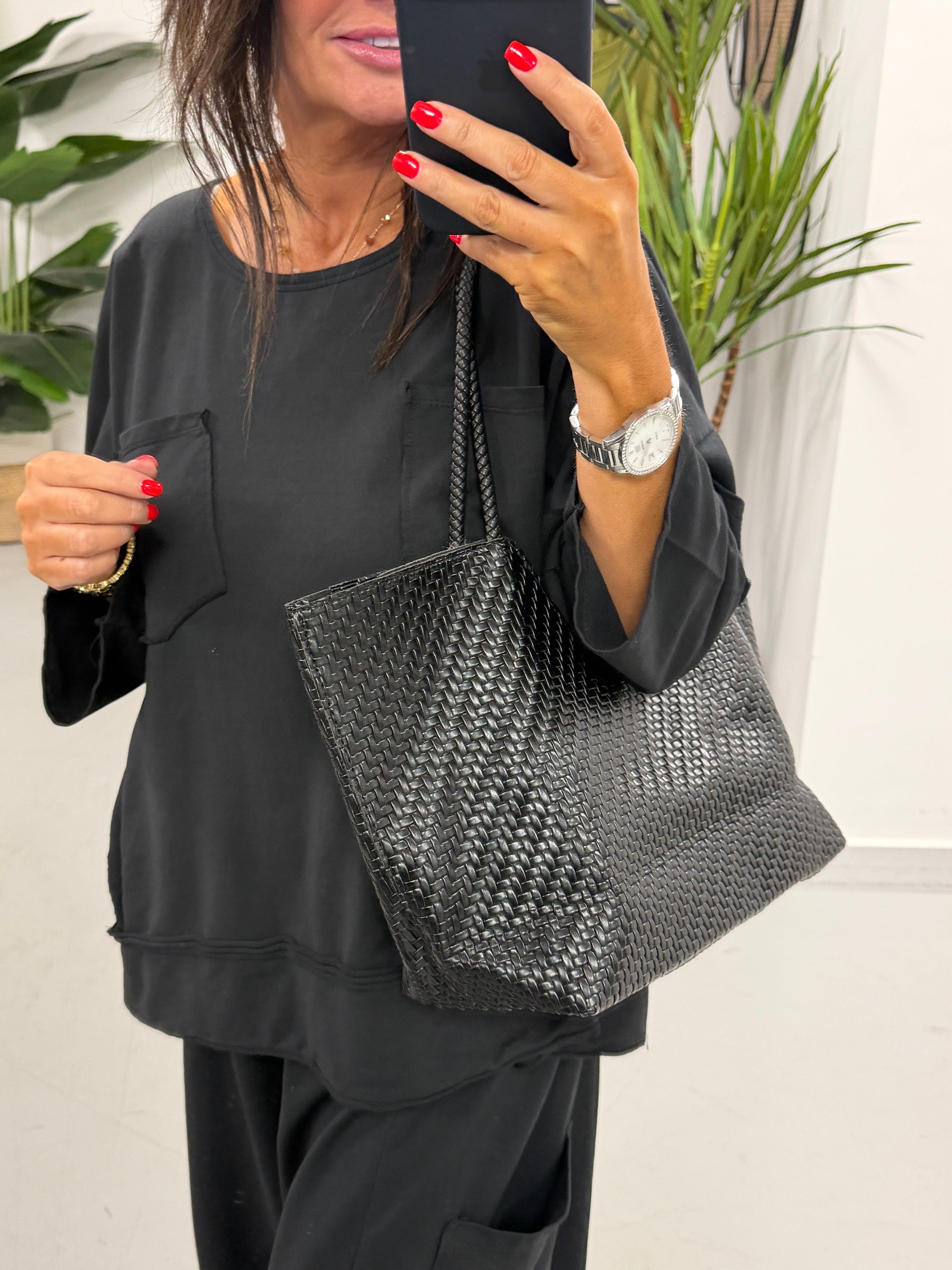 The Woven Infusion Inspired Tote Bag - Black
