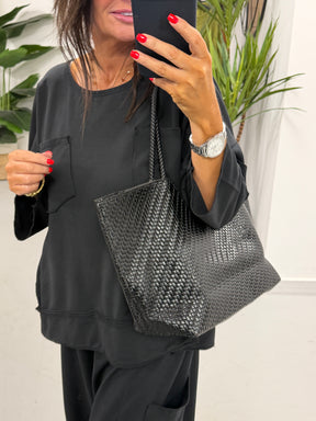 The Woven Infusion Inspired Tote Bag - Black