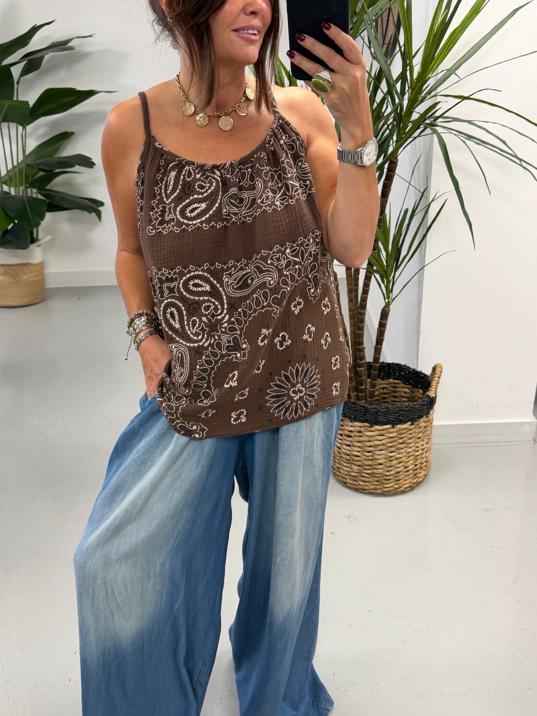 Valencia Bandana Slouch Vest - Chocolate