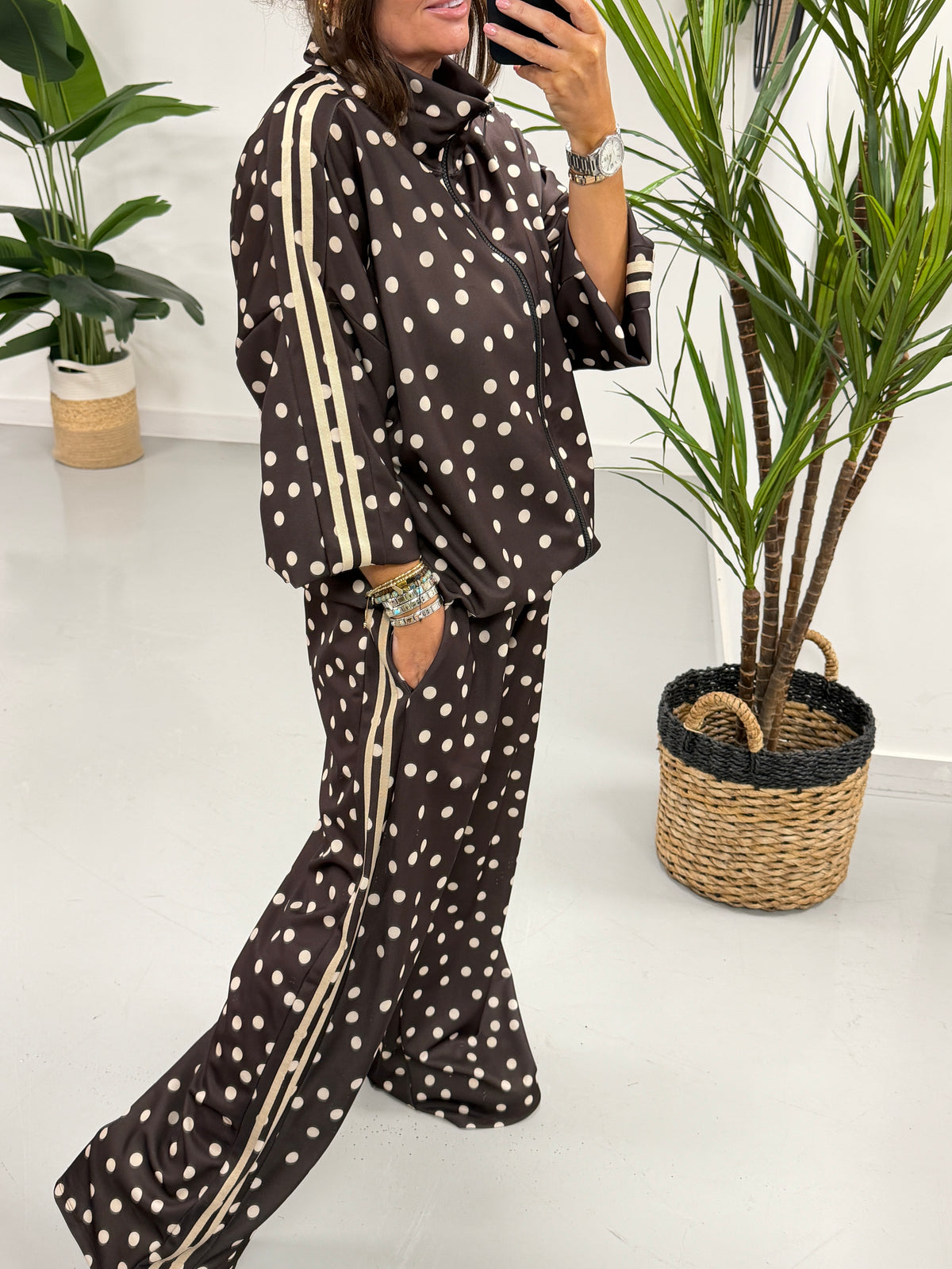 The Polka Stripe Jacket - Chocolate/Cream