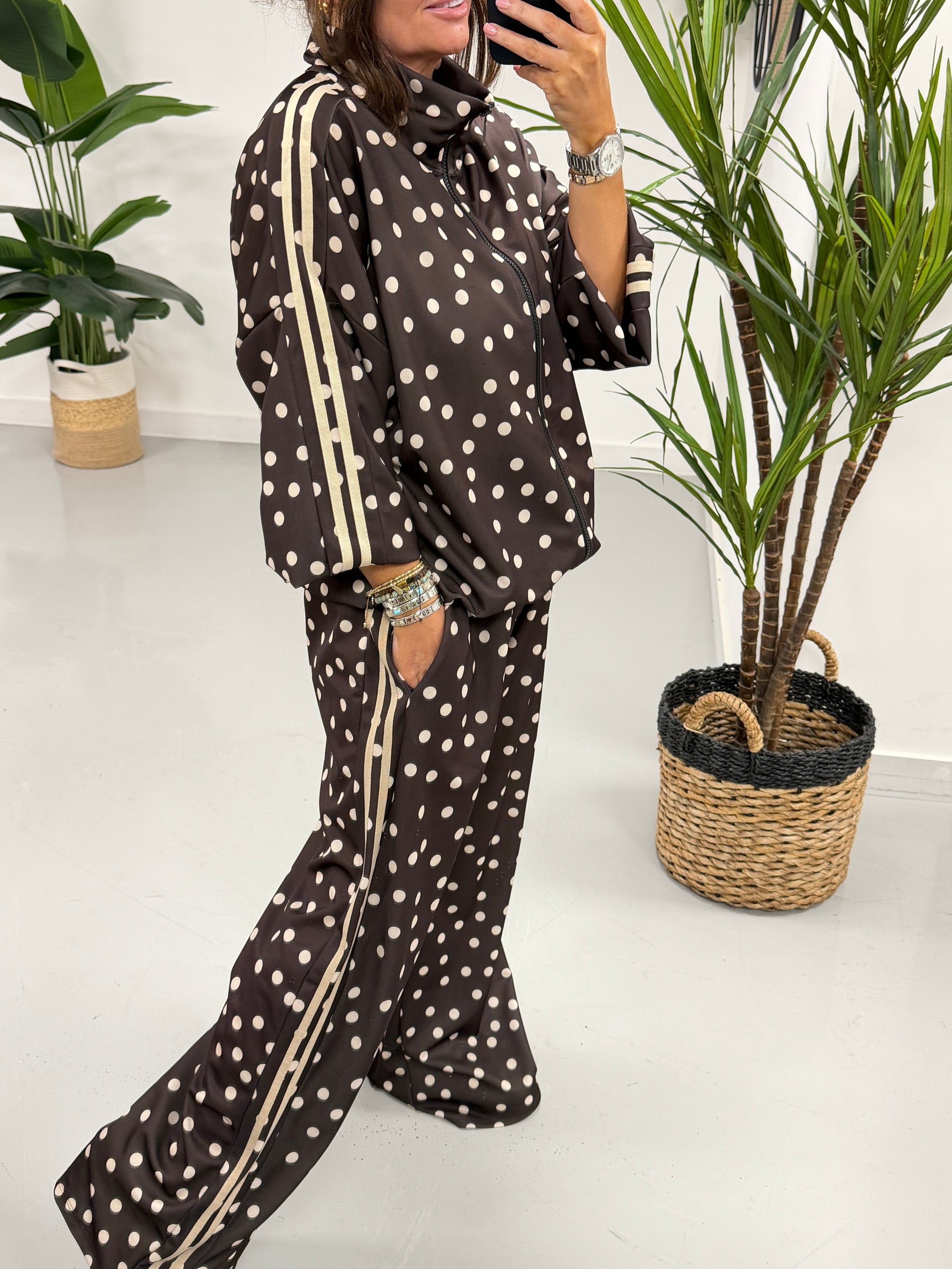 The Polka Stripe Jacket - Chocolate/Cream