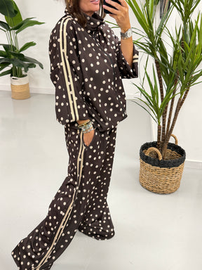 The Polka Stripe Jacket - Chocolate/Cream